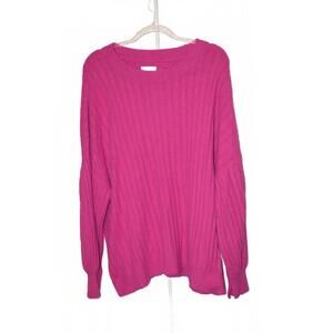 Aerie Oversized Buttercream Crew Sweater in a hot pink size Large